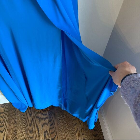 BCBGMaxAzria Maxi Dress Women 10 French Blue Asymmetric Neck Sleeveless NWT!! - Picture 10 of 16